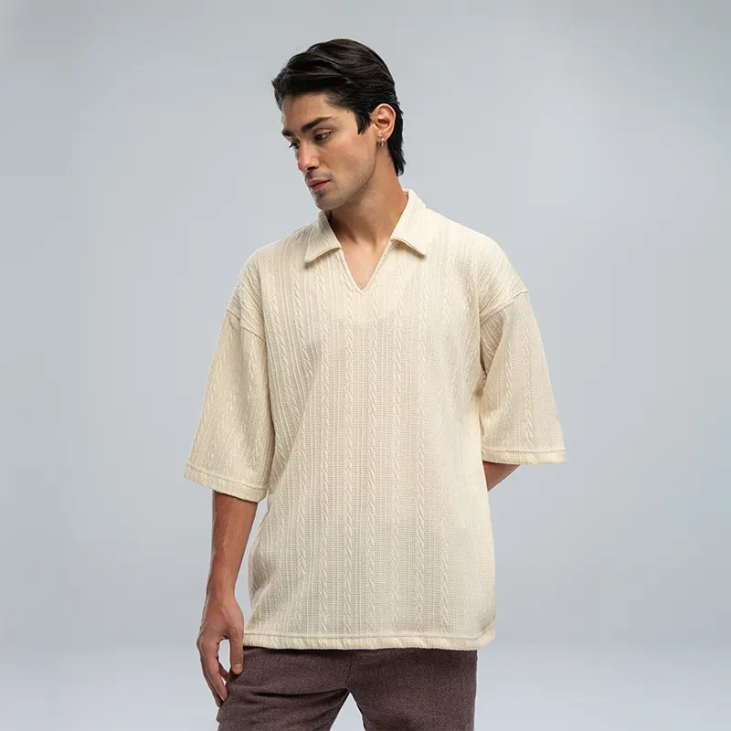 تیشرت مردانه یقه کوبایی LOOSE پریمو 100737